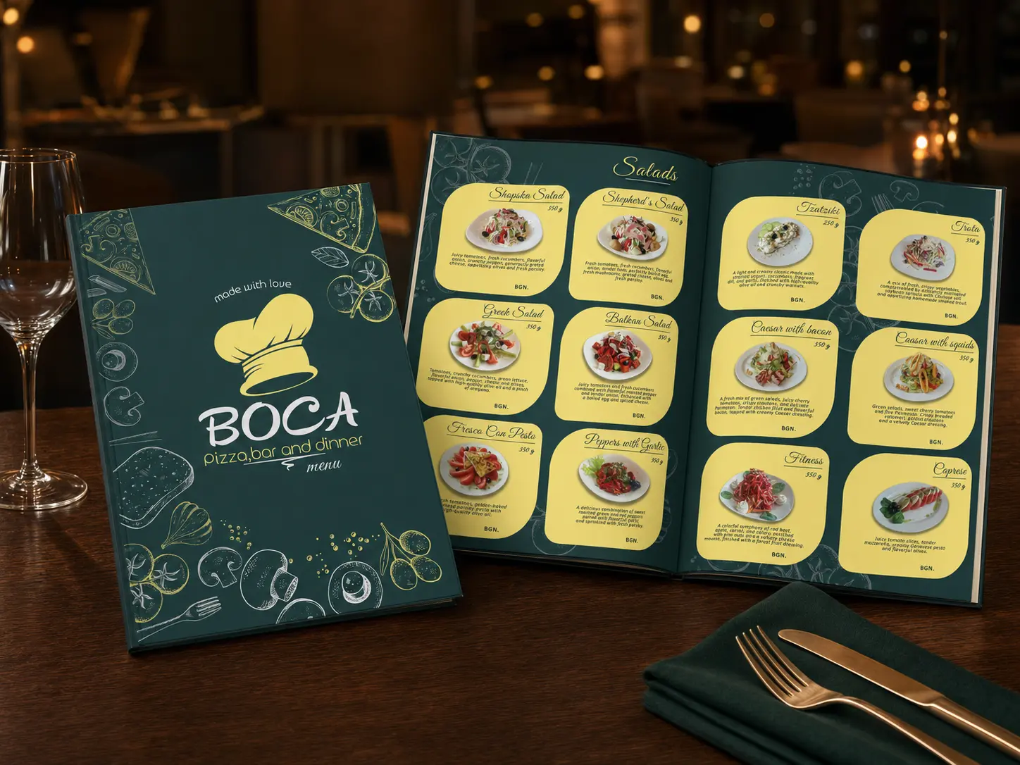 BOCA — Меню и печатни материали